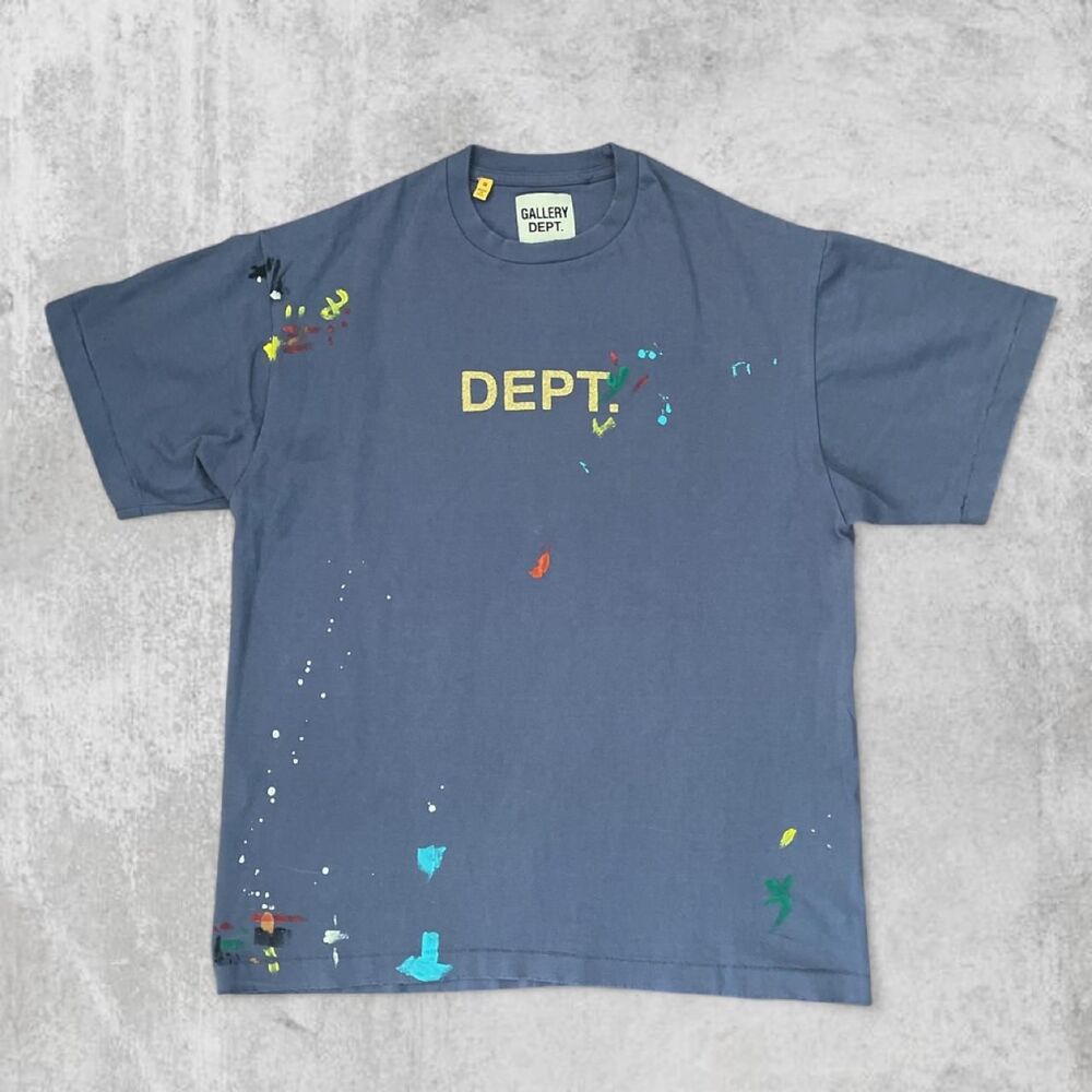 Gallery Dept Blue Paint-Splatter 'DEPT.' Short Sleeve Tee